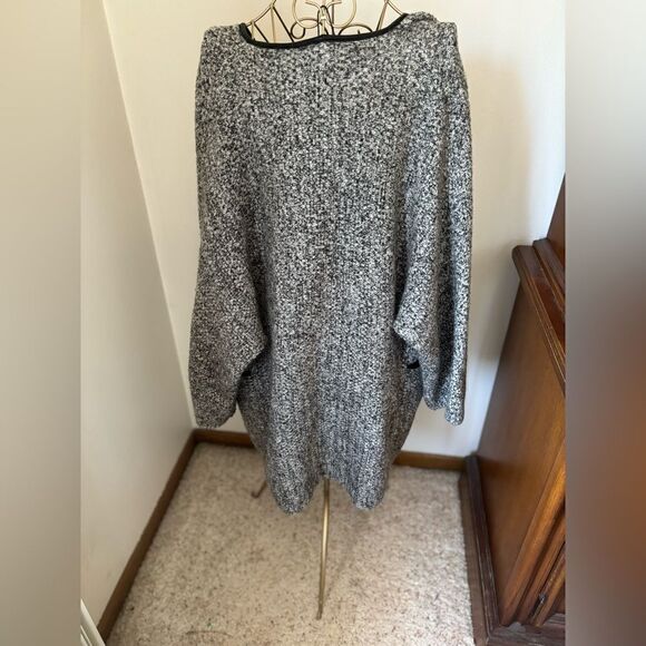 Zara black & white open jacket faux leather trim pockets size S 6873/129/064/S - Picture 12 of 12